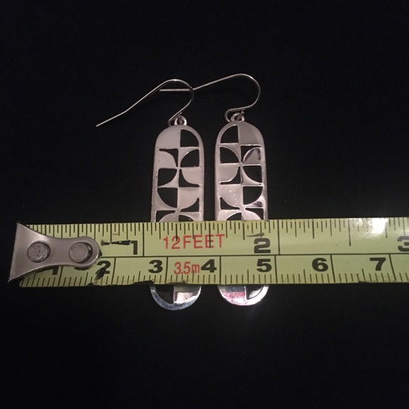 Vintage Black and Silver Tone Hook Dangle Earrings - Picture 5 of 6